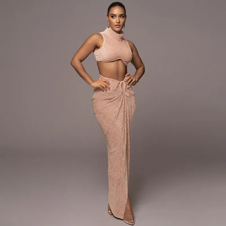 Levoire | Gilet Court Sans Manches Et Jupe Fendue ROSE