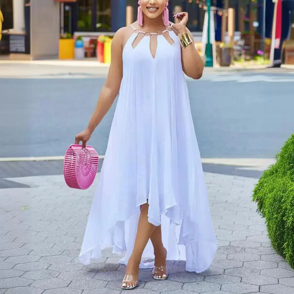 Levoire | chemise sexy longue à chaîne métallique large Blanc