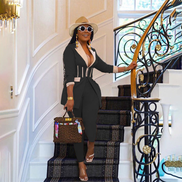 Levoire | blazer à fermeture éclair et pantalon assorti NOIR S