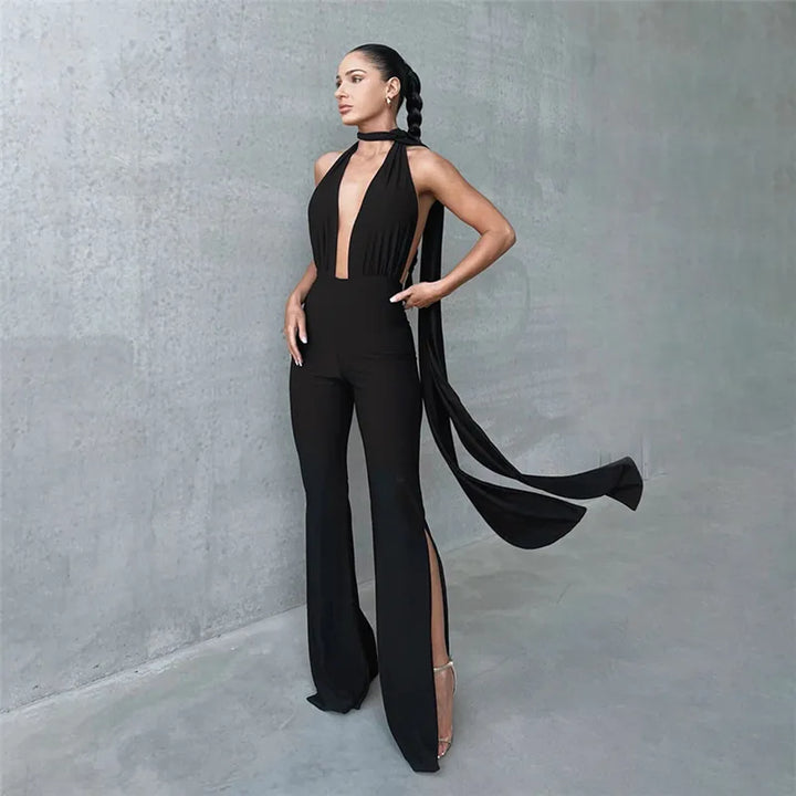 Levoire | Pantalon Col Chemise Dos Nu Fendu NOIR
