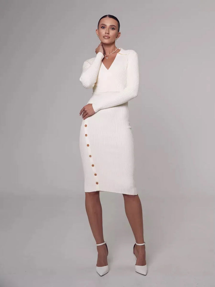 Levoire | V col top ajusté mi-long Blanc