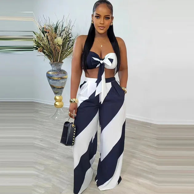 Levoire | top sans bretelles et pantalons larges doit