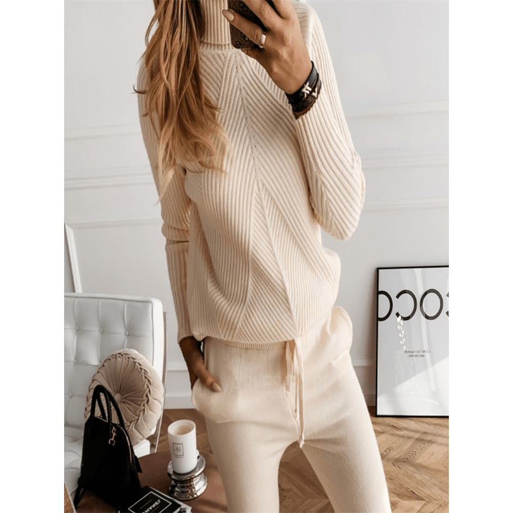 Levoire | T-Shirt De Course À Manches Longues Et Col Montant, Ensemble De Deux Pièces Beige