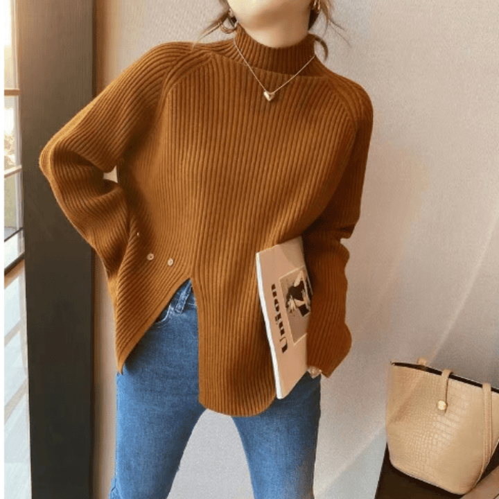 Levoire | Pull-over en maille tendance à col roulé gilet femme pullover Café Une taille