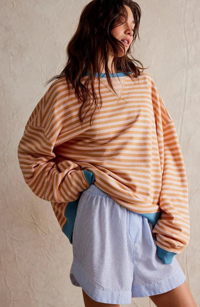 Levoire | Pull Surdimensionné Rayé Orange