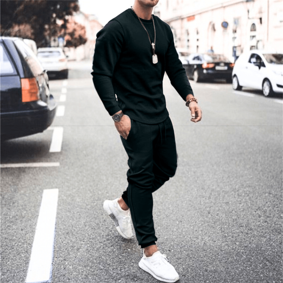 Levoire | Ensembles d'entraînement pour hommes Ensemble d'entraînement de luxe complet Confortable et tendance Noir
