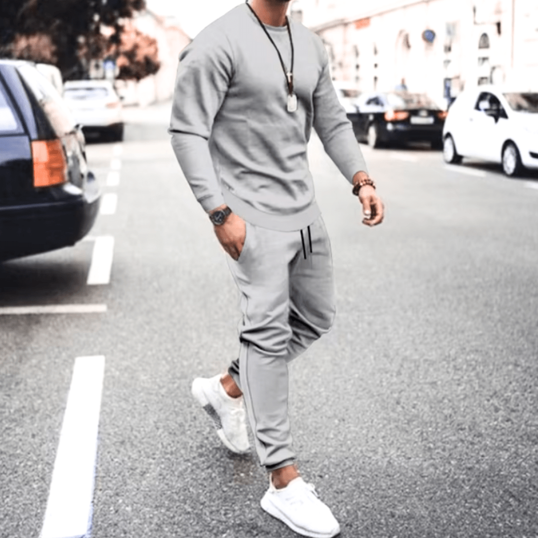 Levoire | Ensembles d'entraînement pour hommes Ensemble d'entraînement de luxe complet Confortable et tendance Gris clair