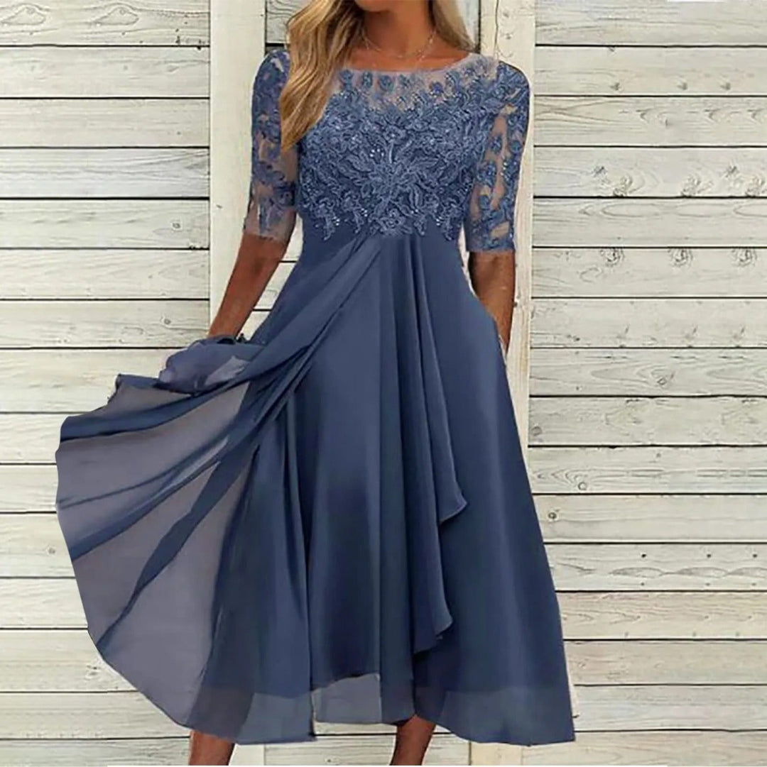 Levoire | Robe En Dentelle Élégante Pour Femmes Intemporelle, Féminine Et Parfaite Pour Des Occasions Spéciales Bleu