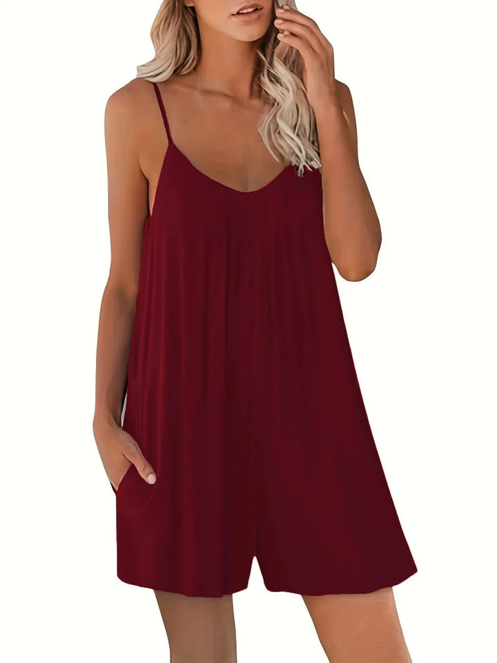 Levoire | Rento Bodycon Mini Salopette Rouge foncé