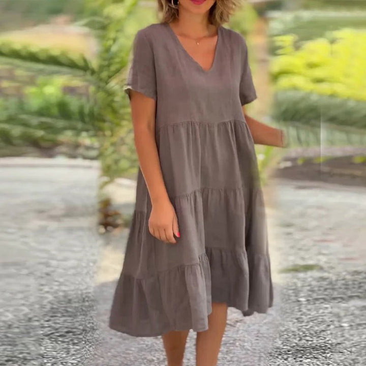 Levoire | Robe En Lin À Décolleté En V Pour Femmes Braun