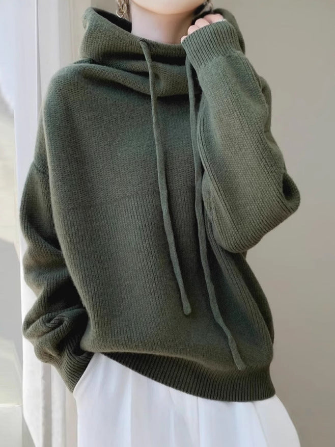Levoire | Chemise col montant en laine mérinos de haute qualité Vert olive