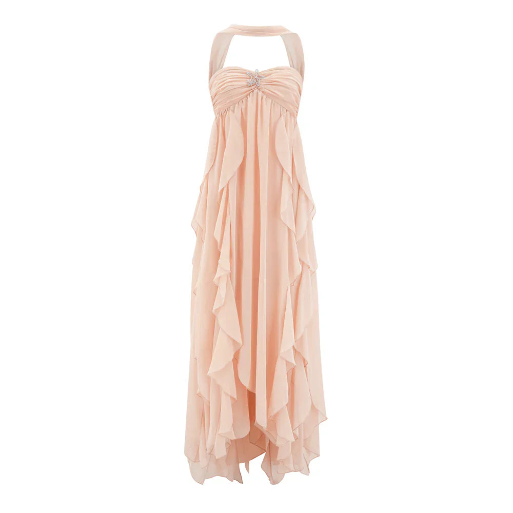 Levoire | Élégante Froufrou Chiffon Sexy Plage Rosa nu