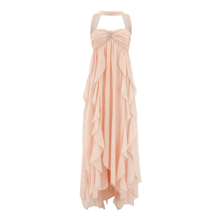 Levoire | Élégante Froufrou Chiffon Sexy Plage Rosa nu