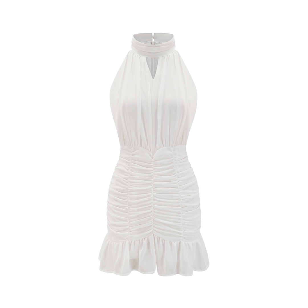 Levoire | Robe À Dos Nu Blanche En Dentelle À Fleurs