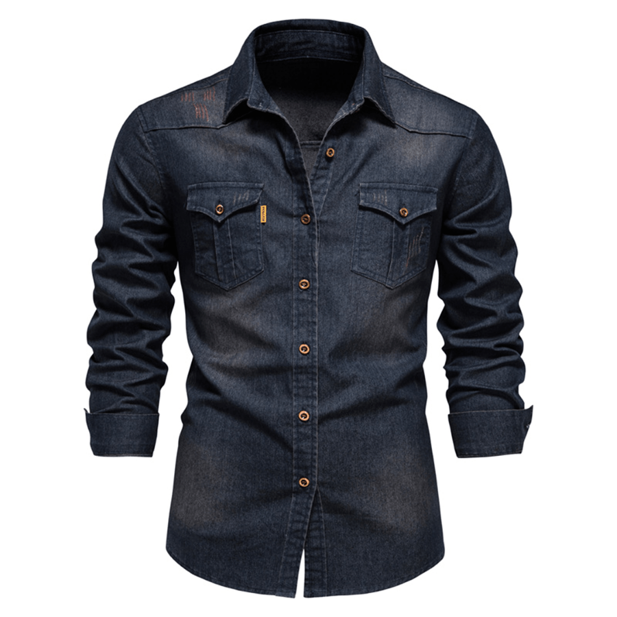 Levoire | Chemise Jean Manches Longues Homme Bleu Marine
