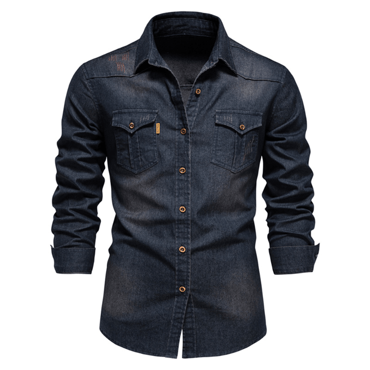 Levoire | Chemise Jean Manches Longues Homme Bleu Marine