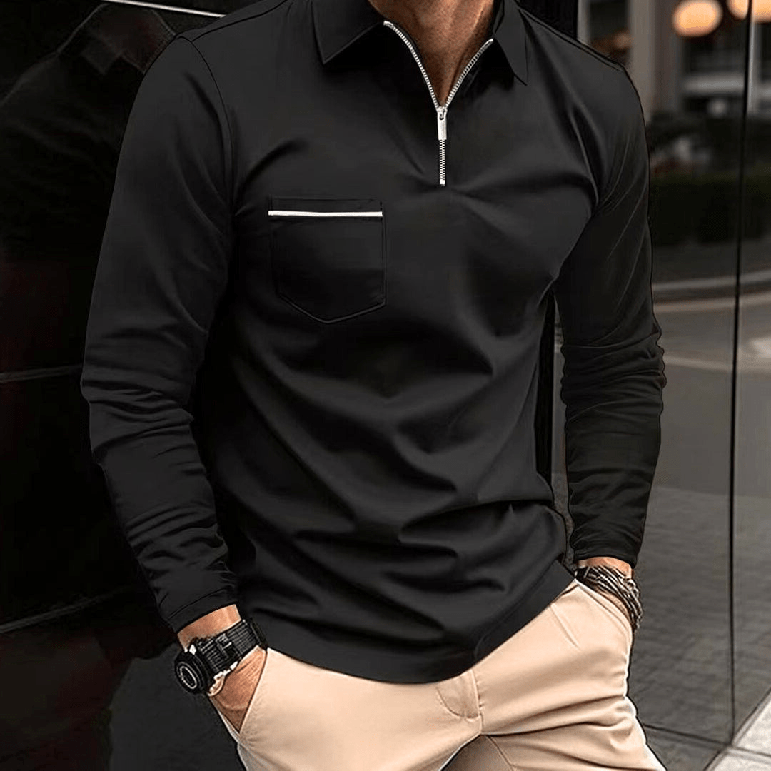 Levoire | Polo Manches Longues Classique Homme Noir