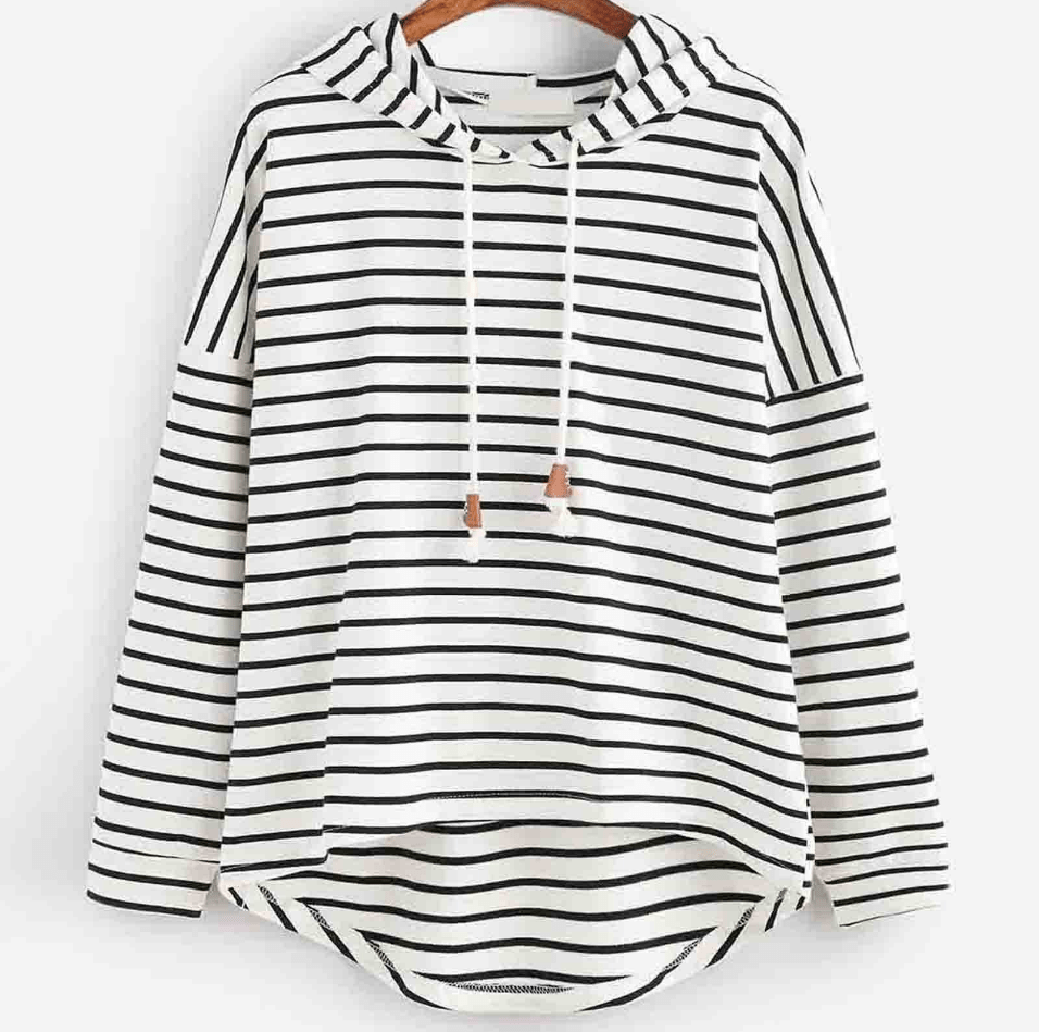 Levoire | Pull à Capuche Rayé Élégant pour Femme Décontracté & Confortable Blanc