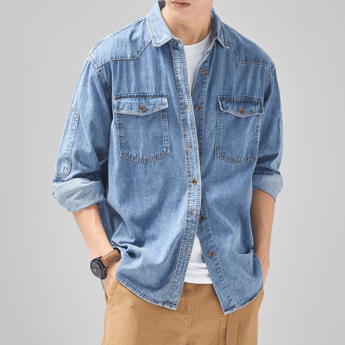 Levoire | Chemise homme en denim en coton Chemise en jean confortable