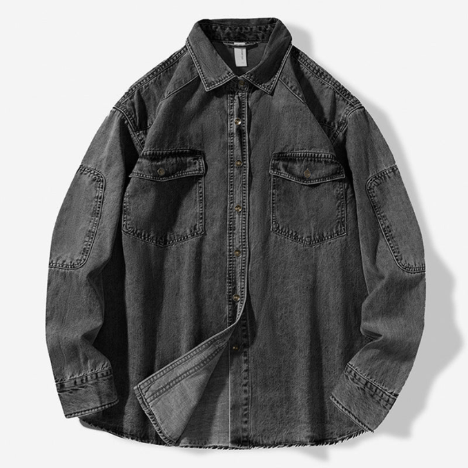 Levoire | Chemise homme en denim en coton Chemise en jean confortable Noir