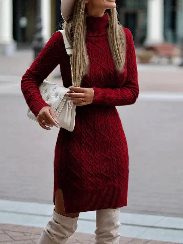 Levoire | Midi Robe Avec Col Roul Rot