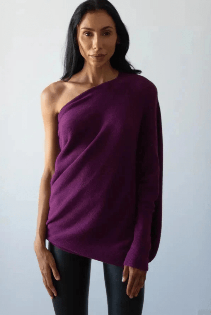Levoire | Pull Femme Drapé Asymétrique Confort Tendance Lilas Taille unique