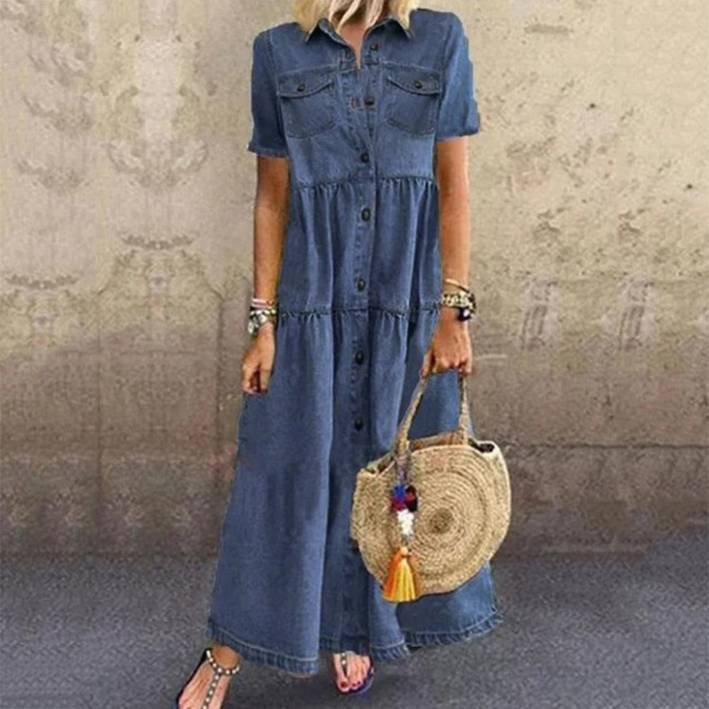 Levoire | Robe Maxi En Denim Pour Femmes Bleu foncé