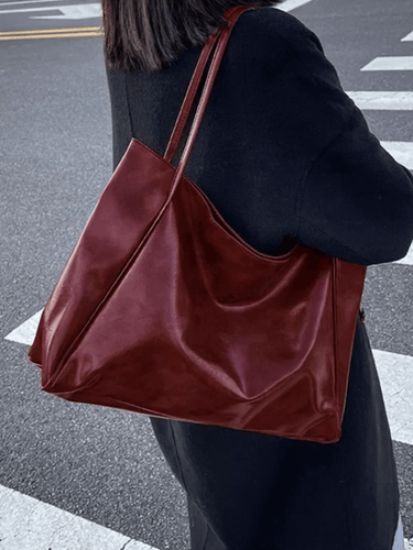 Levoire | Grand sac à main en cuir pour dames, sac à bandoulière, shopper bordeaux