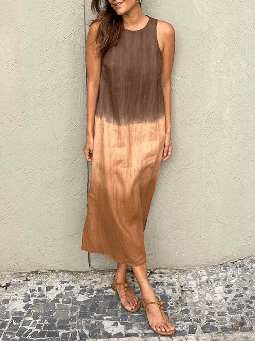 Levoire | Robe maxi tie and dye dégradé élégante tendance et confortable Braun