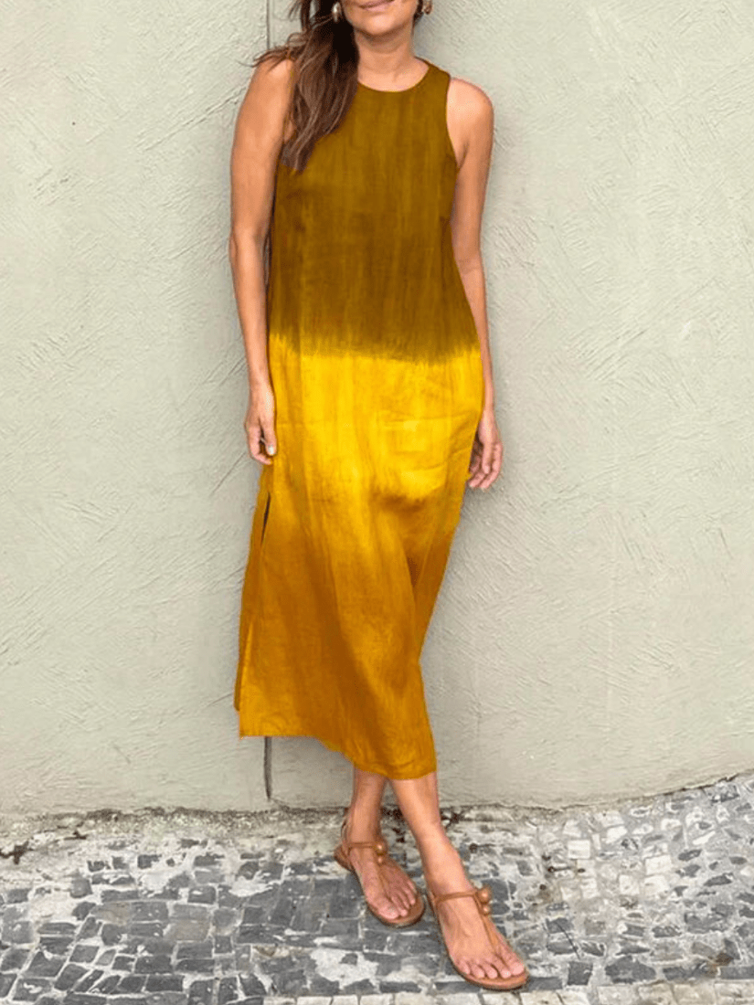 Levoire | Robe maxi tie and dye dégradé élégante tendance et confortable Jaune