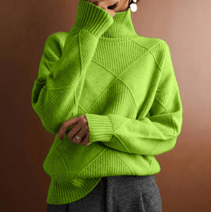 Levoire | Pull Col Roulé Grande Taille Femme Décontracté Vert