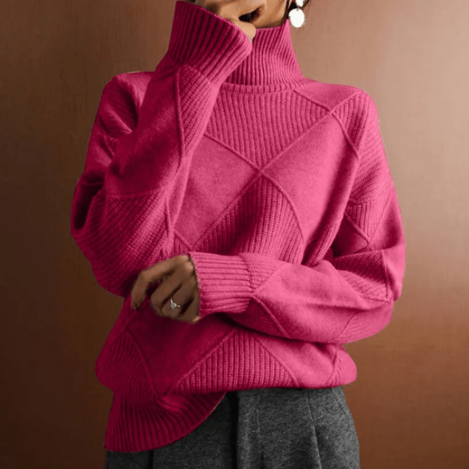 Levoire | Pull Col Roulé Grande Taille Femme Décontracté Rosa