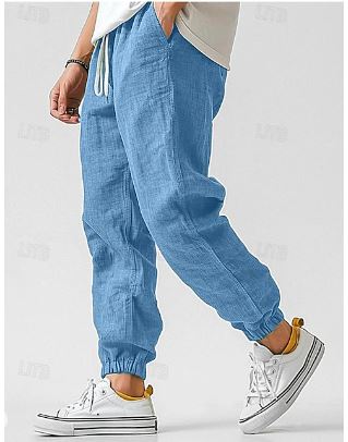 Levoire | Pantalon Cargo Pour Hommes En Lin Pantalon D'Été Léger Taille Haute