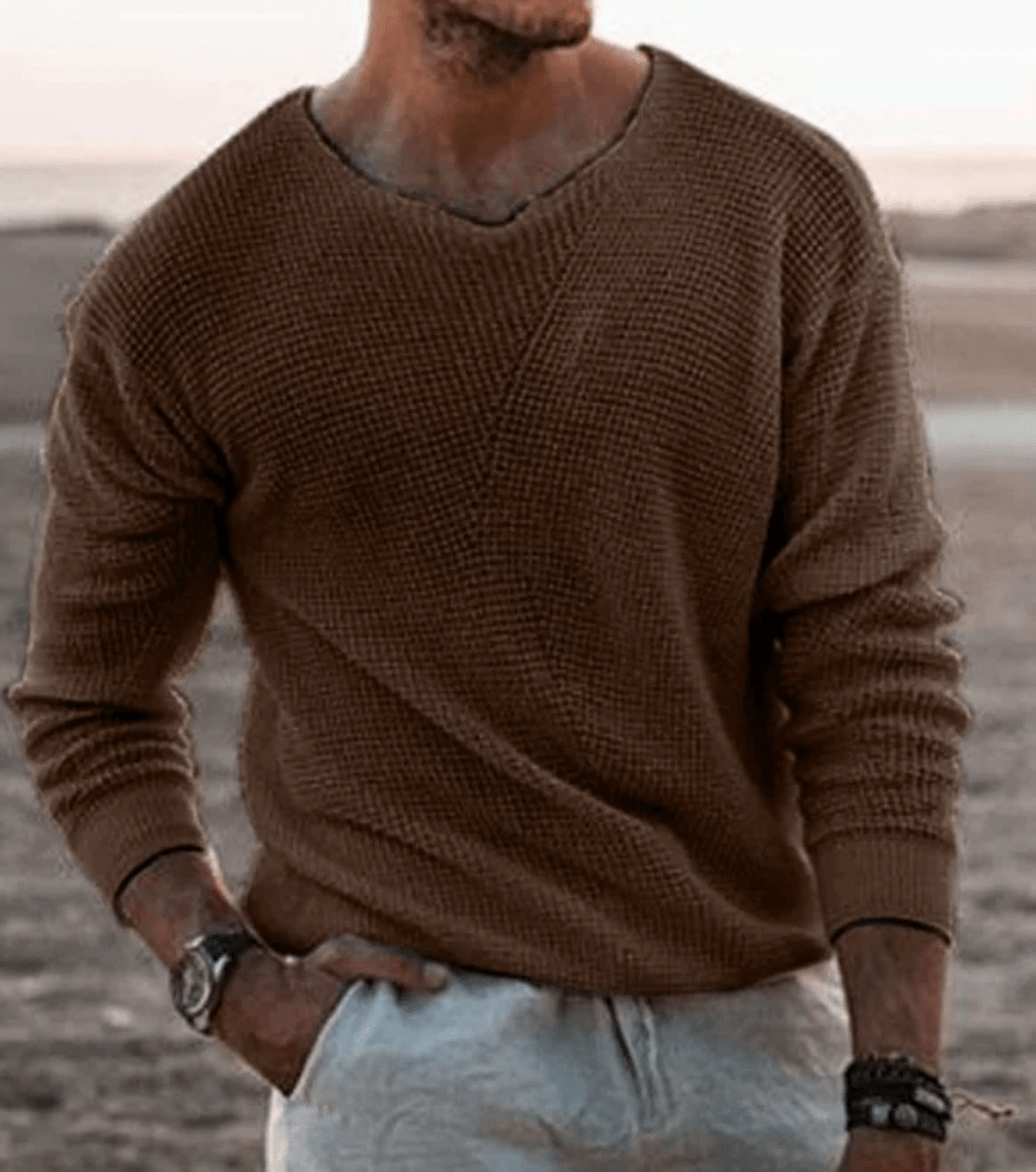 Levoire | Pull élégant pour hommes Braun