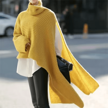Levoire | Poncho asymétrique tressé avec col montant