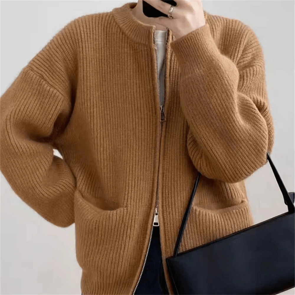 Levoire | Gilet en maille surdimensionné élégant pull femme jumper pull Braun Une taille