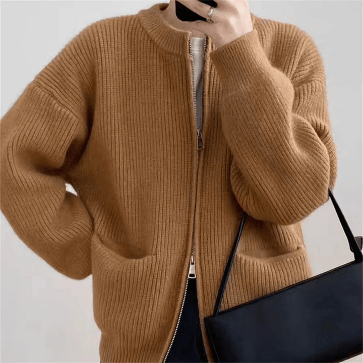 Levoire | Gilet en maille surdimensionné élégant pull femme jumper pull Braun Une taille