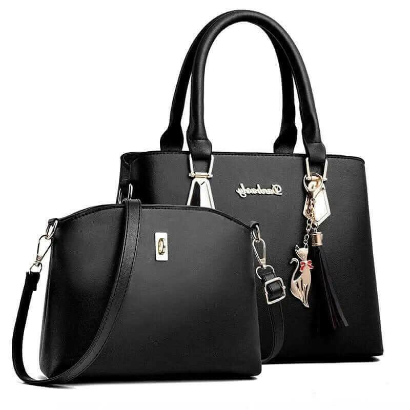 Levoire | Melissa Cuir Sacs Ensemble : Sac Fourre-Tout En Simili Cuir Polyvalent, Sac À Bandoulière, Sac À Poignet Noir