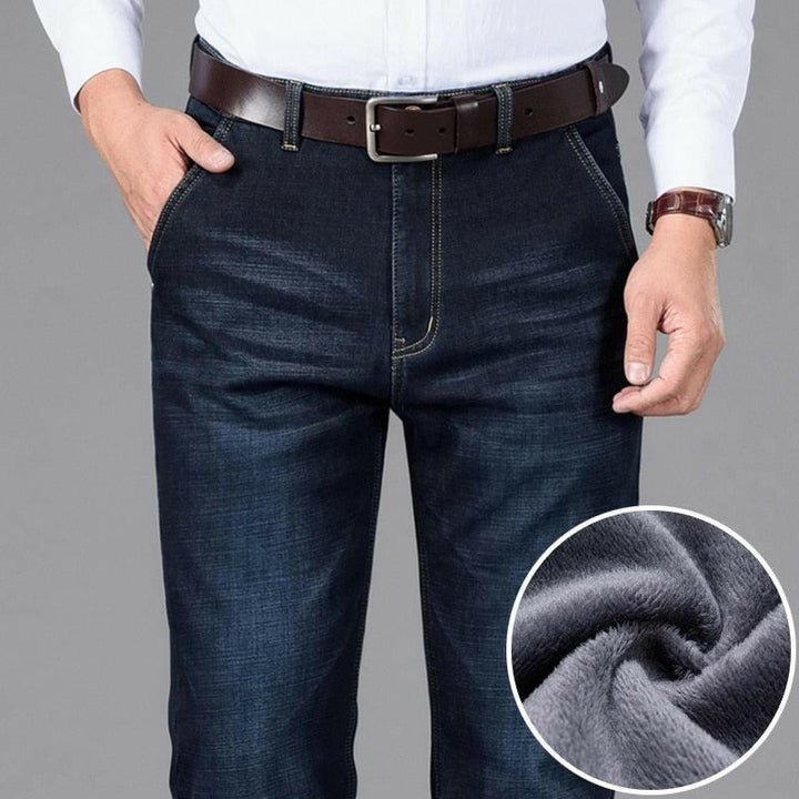 Levoire | Pantalon En Denim Extensible Pour Hommes Avec Fermeture Éclair Bleu Noir
