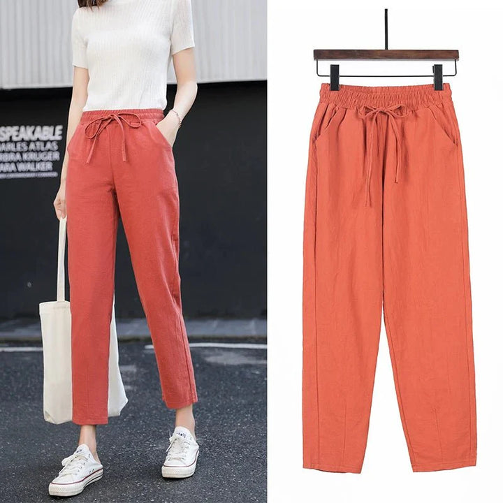 Levoire | Coton Lin Pantalons Pour Femmes Rot