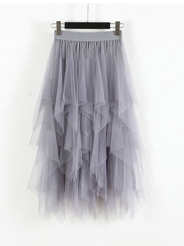 Levoire | Insert en filet - robe midi uni à taille haute flatteuse à jupe de fée