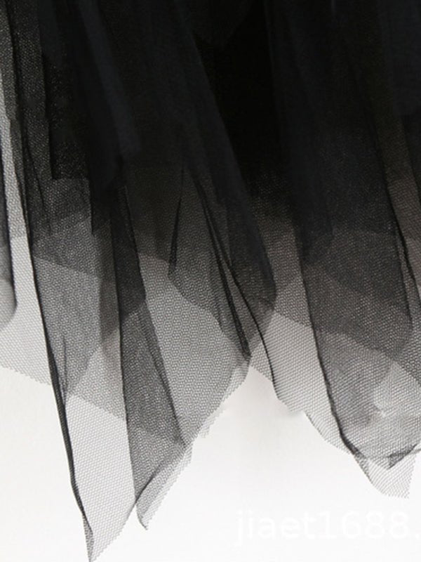 Levoire | Insert en filet - robe midi uni à taille haute flatteuse à jupe de fée