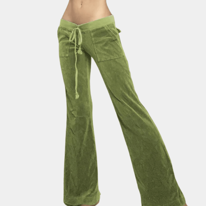 Levoire | Pantalon Flare Vert Luxe Femme Confortable et Raffiné XL