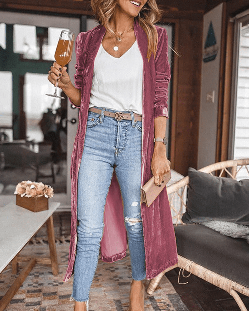 Levoire | Longue Veste Velours Chic Femme Lilas