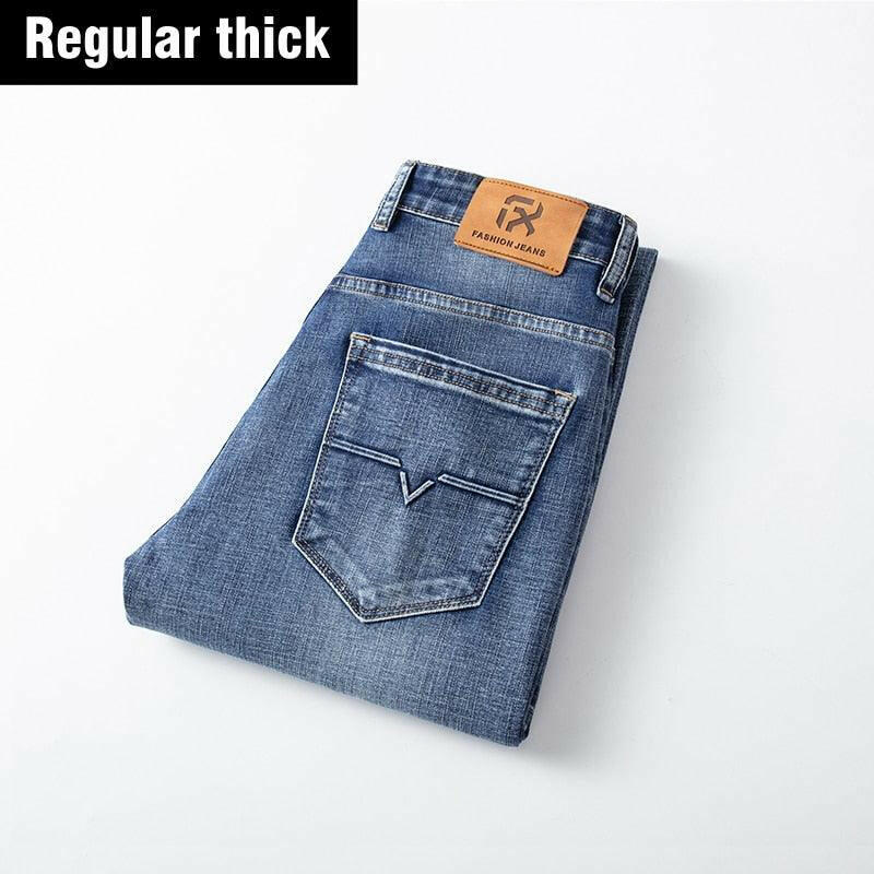 Levoire | Taille Mi-Hauteur Droit Décontracté Jean Gris Pleine Longueur Régulier-Vintage bleu