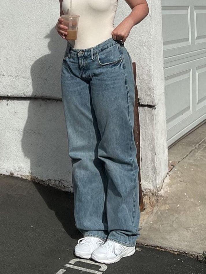 Levoire | Jean Boyfriend Classique À Taille Mi-Haute Bleu