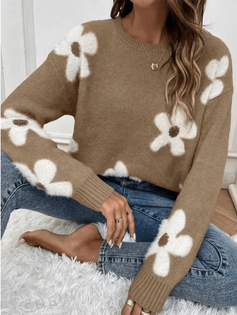 Levoire | Pullover Femme Tricot Côtes Chaud Confort Braun