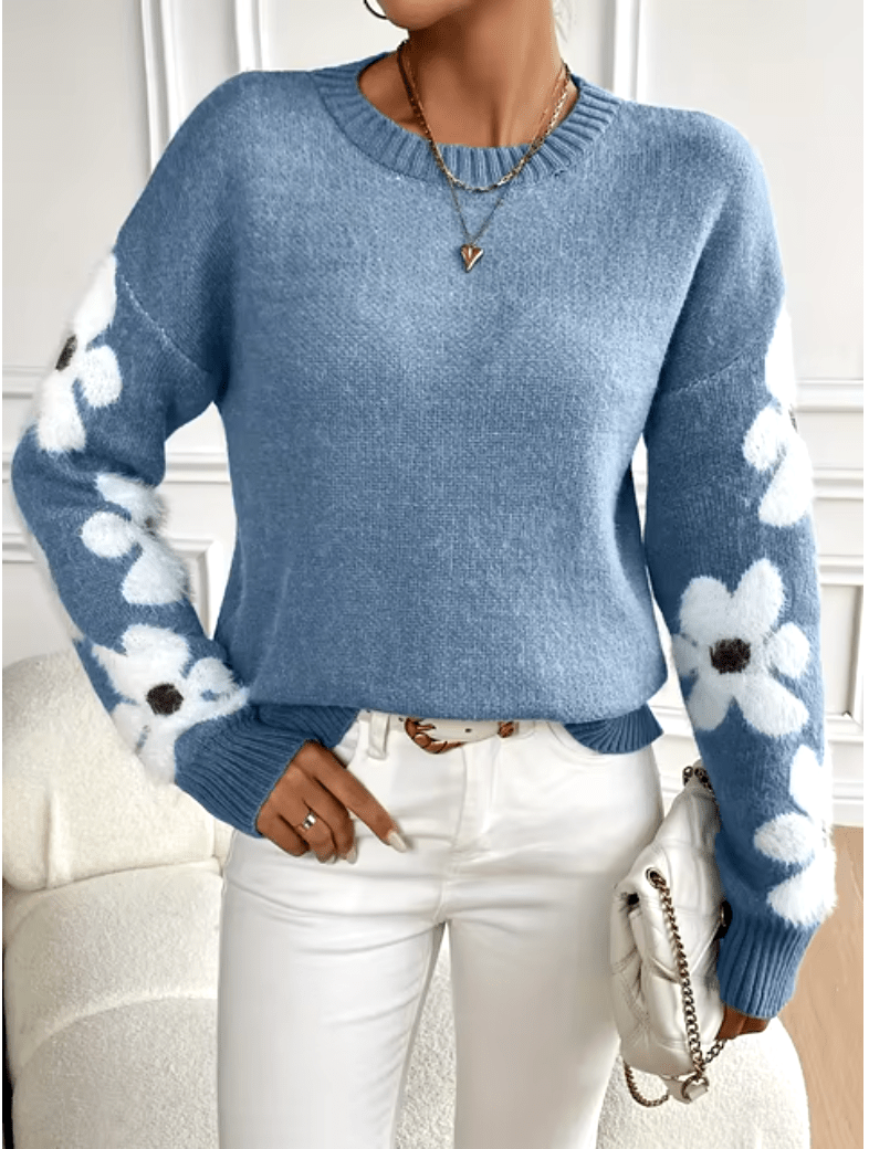 Levoire | Pullover Femme Tricot Côtes Chaud Confort Bleu