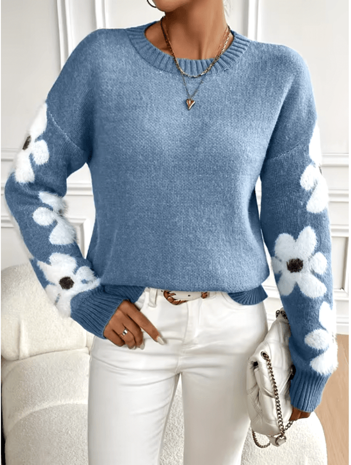 Levoire | Pullover Femme Tricot Côtes Chaud Confort Bleu