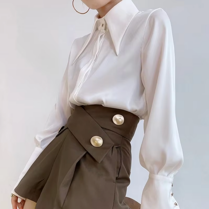Levoire | Élégante Blouse En Satin À Manches Longues Pour Femmes Luxueuse, Stylée Et Polyvalente